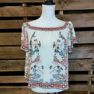 Blue Rain Floral Top